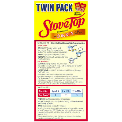 Stove Top Stuffing Mix for Chicken Twin Pack, 2 ct Pack, 6 oz Boxes