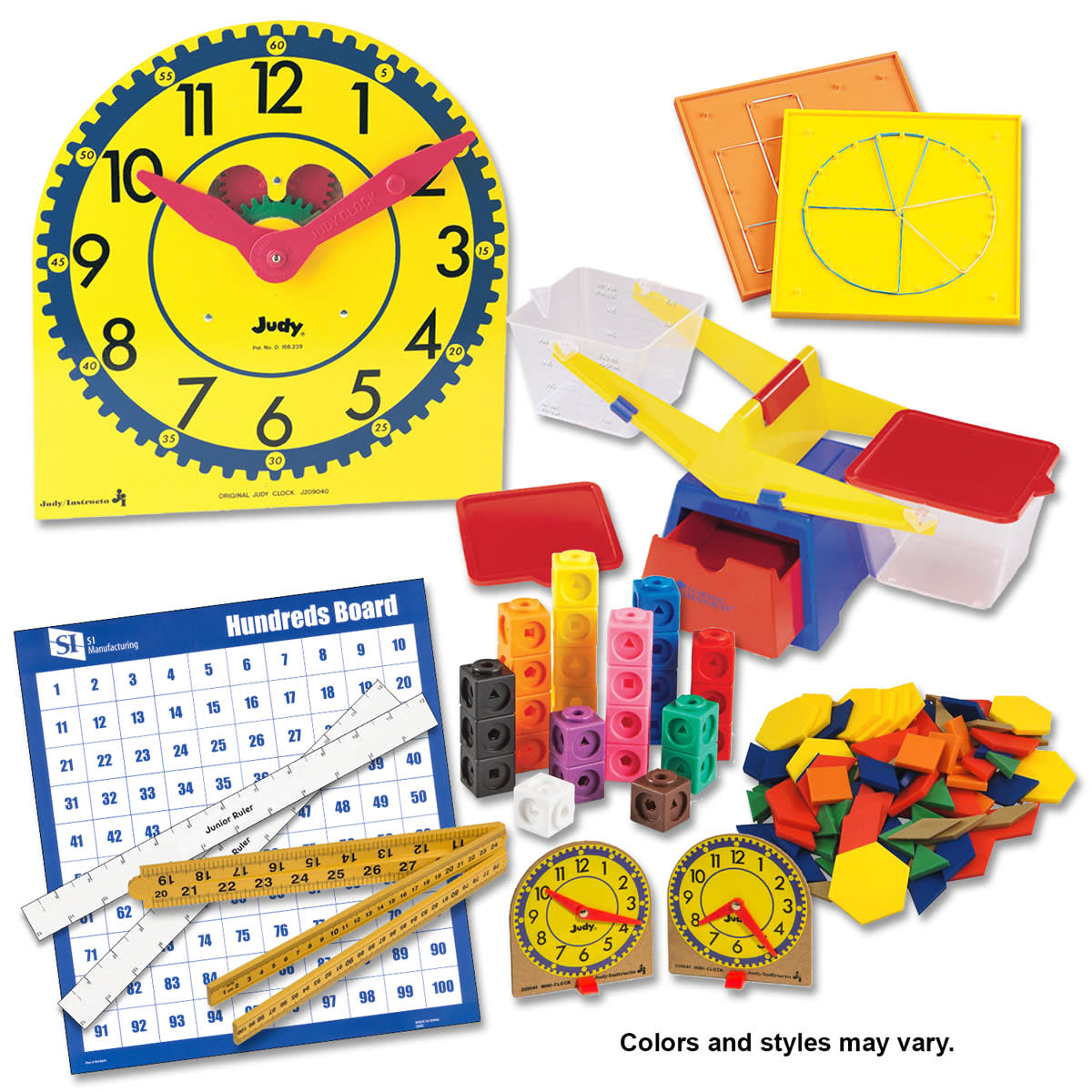 Saxon Math Manipulative Kit 1 (Basic Plastic Pattern Blocks, Judy Clock, Optional Items)