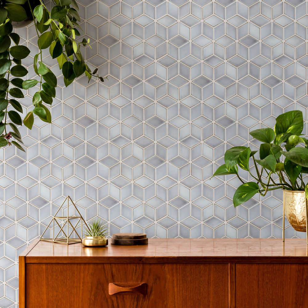 Hudson Rhombus Grey Eye 10-1/4 in. x 11-3/4 in. Porcelain Mosaic Tile