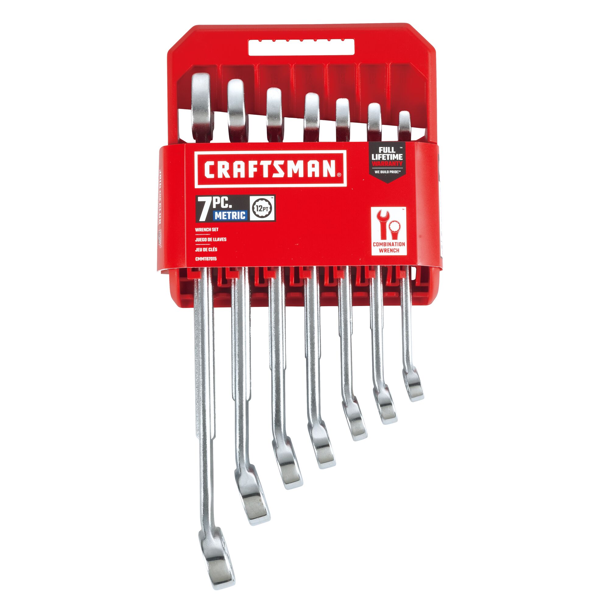7 piece metric raised panel combination wrench set in packaging.