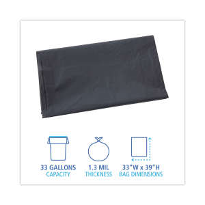 Boardwalk,  LLDPE Liner, 33 gal Capacity, 33 in Wide, 39 in High, 1.3 Mils Thick, Gray