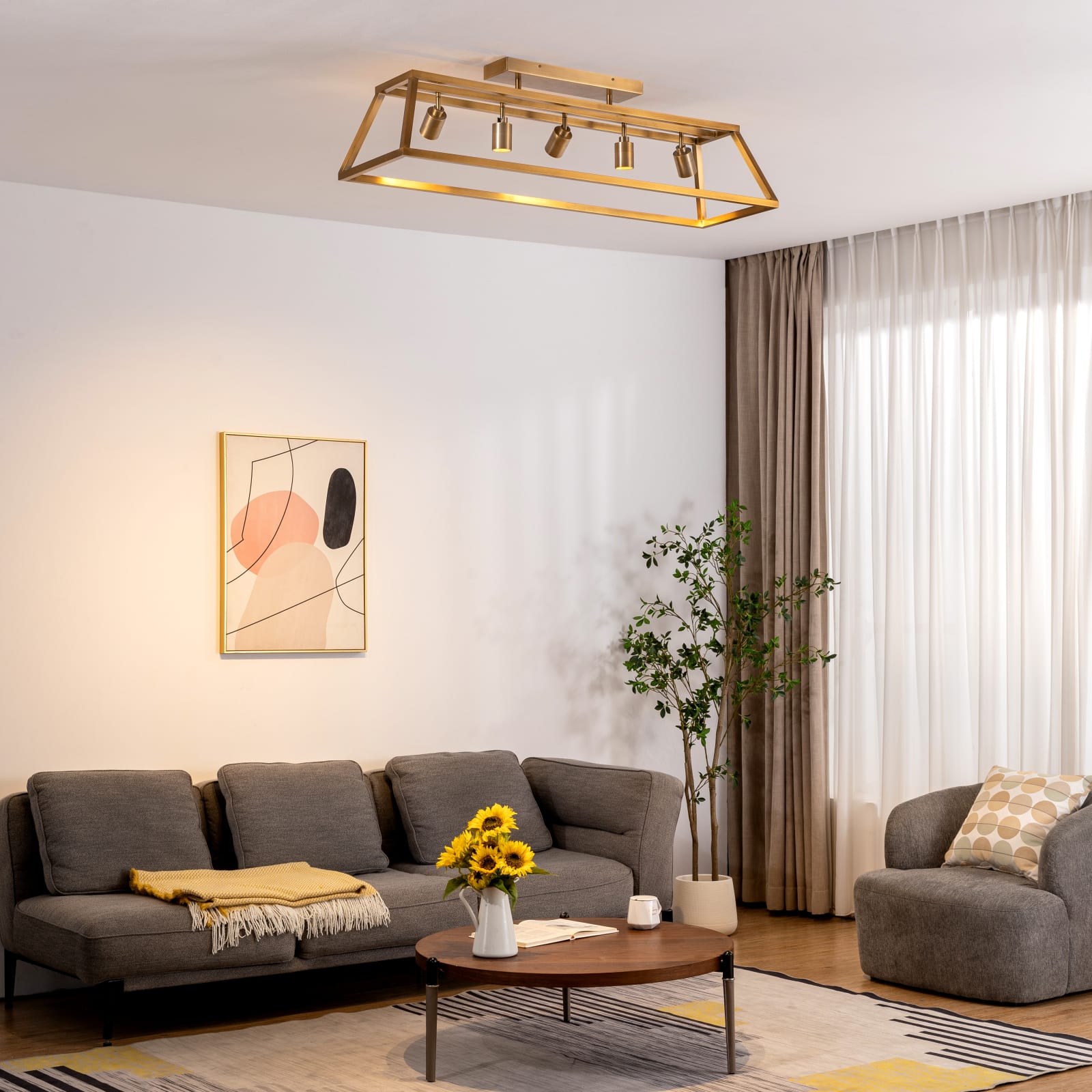 Shura 5 Light Cage Flush Mount — installation 1