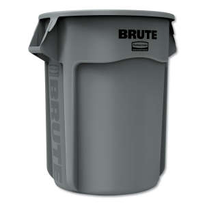 Rubbermaid Commercial, VENTED BRUTE®, 55 gal, Resin, Gray, Round, Receptacle