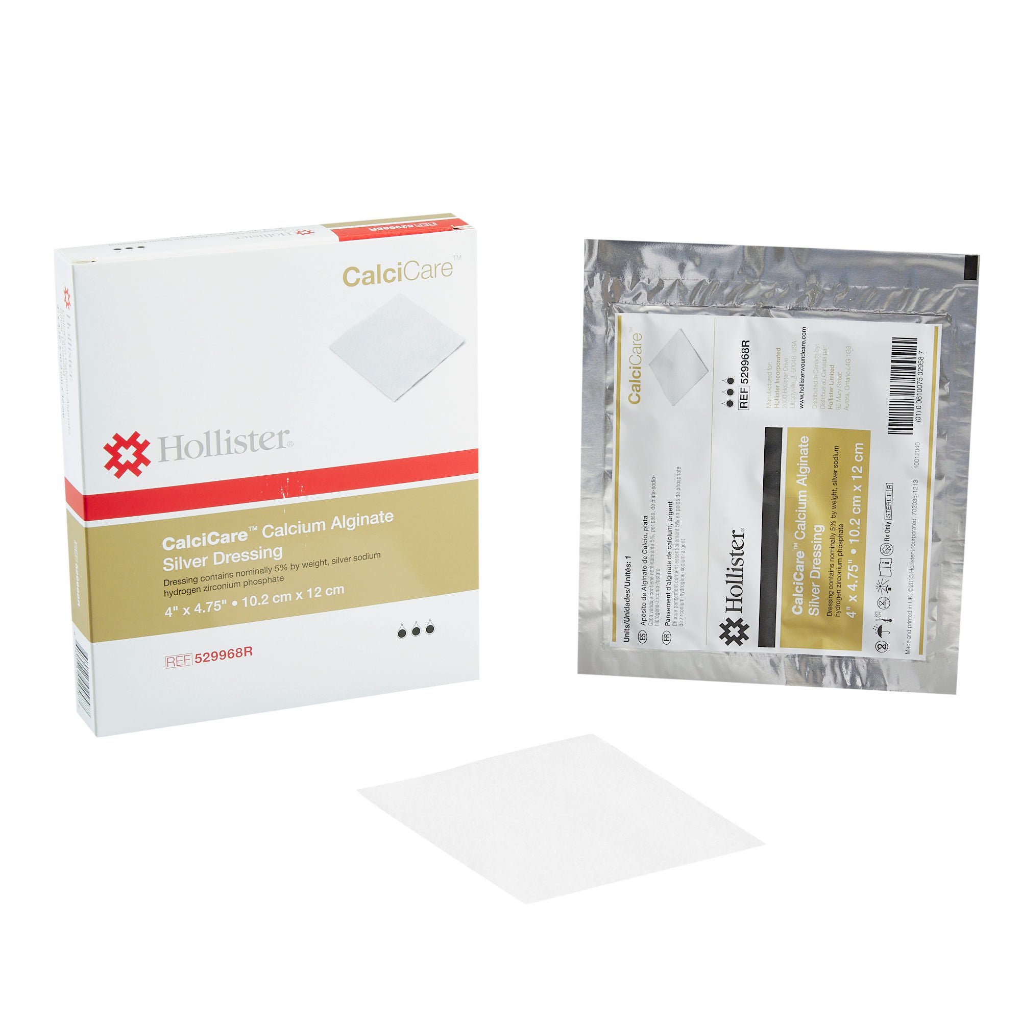CalciCare™ Calcium Alginate Dressing with Silver, 4 x 4-3/4 Inch