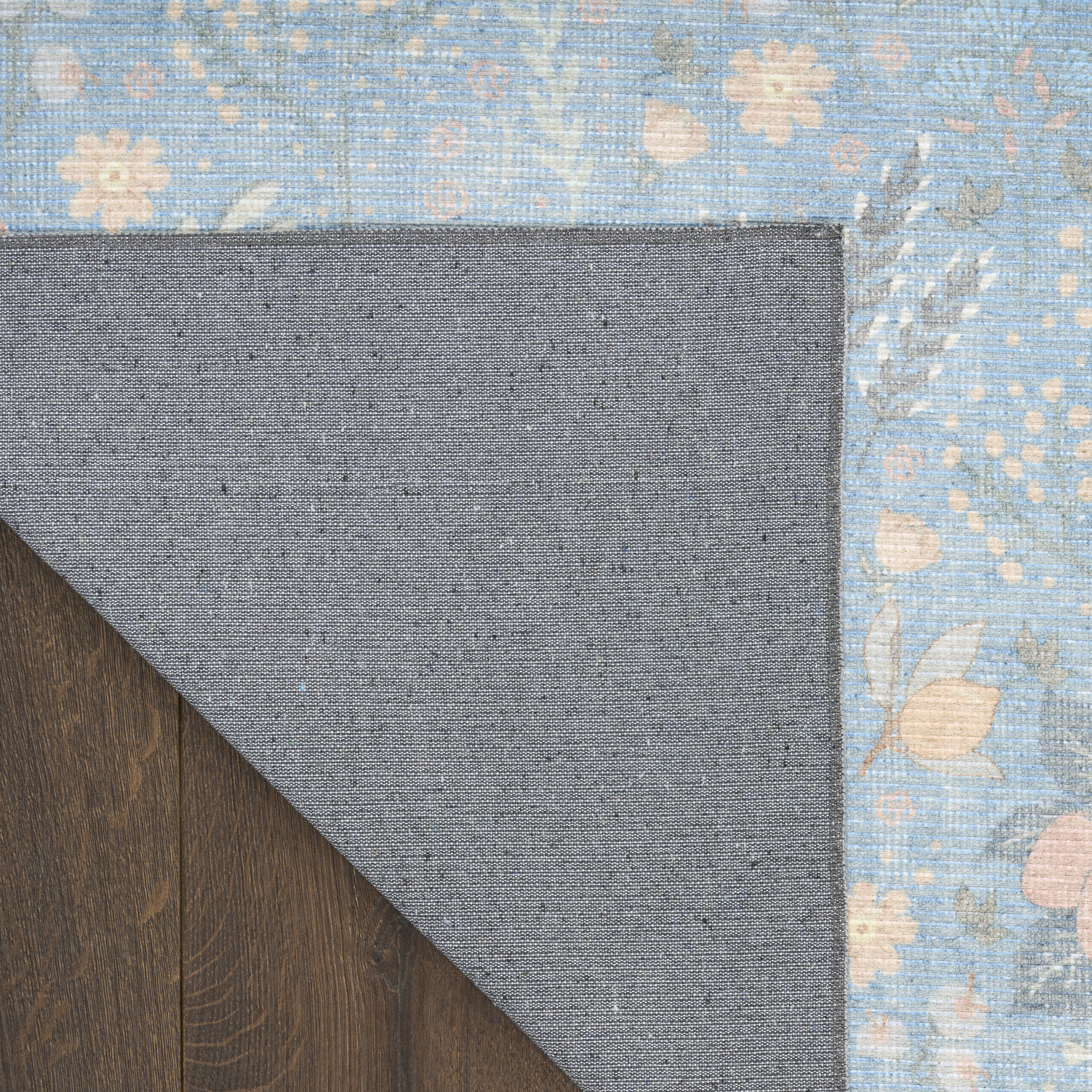 Nourison Botanical Washables 4' x 6' Light Blue Multicolor Modern Indoor Rug