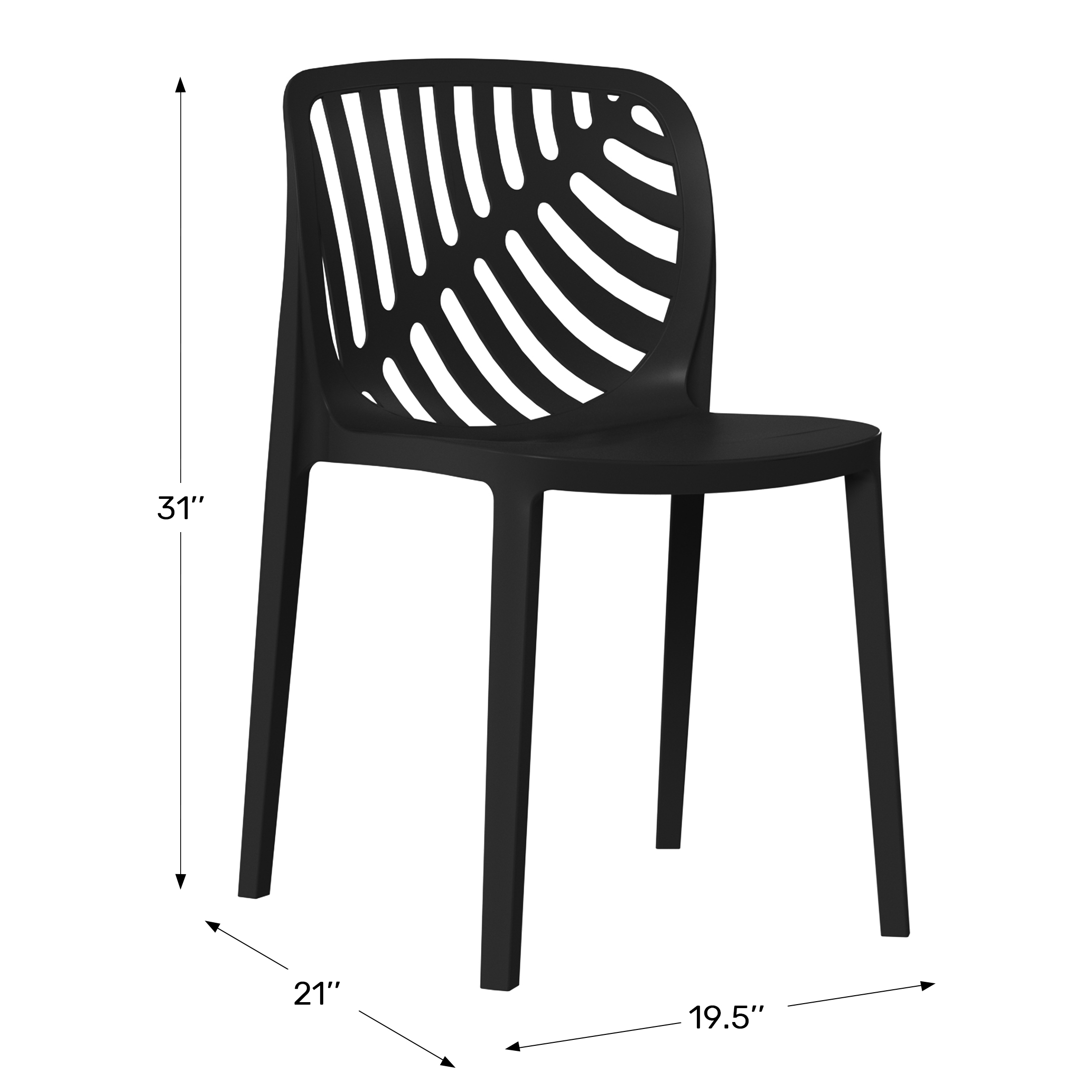 Outdoor Modern Stackable Polypropylene Plastic Patio Bistro Dining Side Chairs (Set of 2) WWT Spec Image