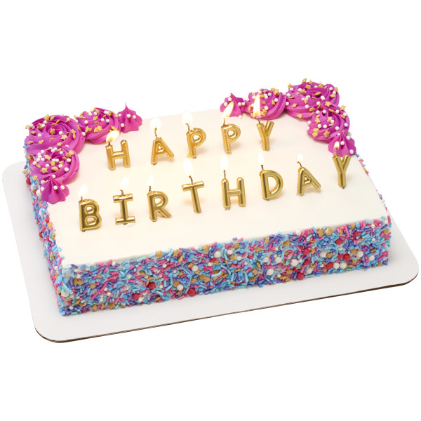 Happy Birthday Letters Gold Specialty Candles