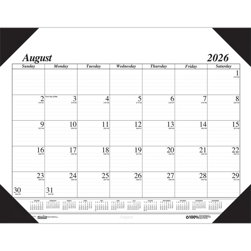 Monthly Academic Calendar Economy Desk Pad, 17 Months (Aug-Dec), 22" x 17"