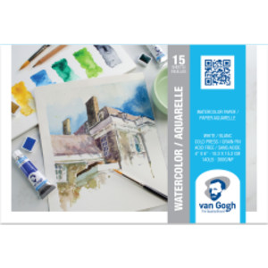 Watercolor Paper Pad, 140lbs, Cold Press, 4" x 6", 15 Sheets