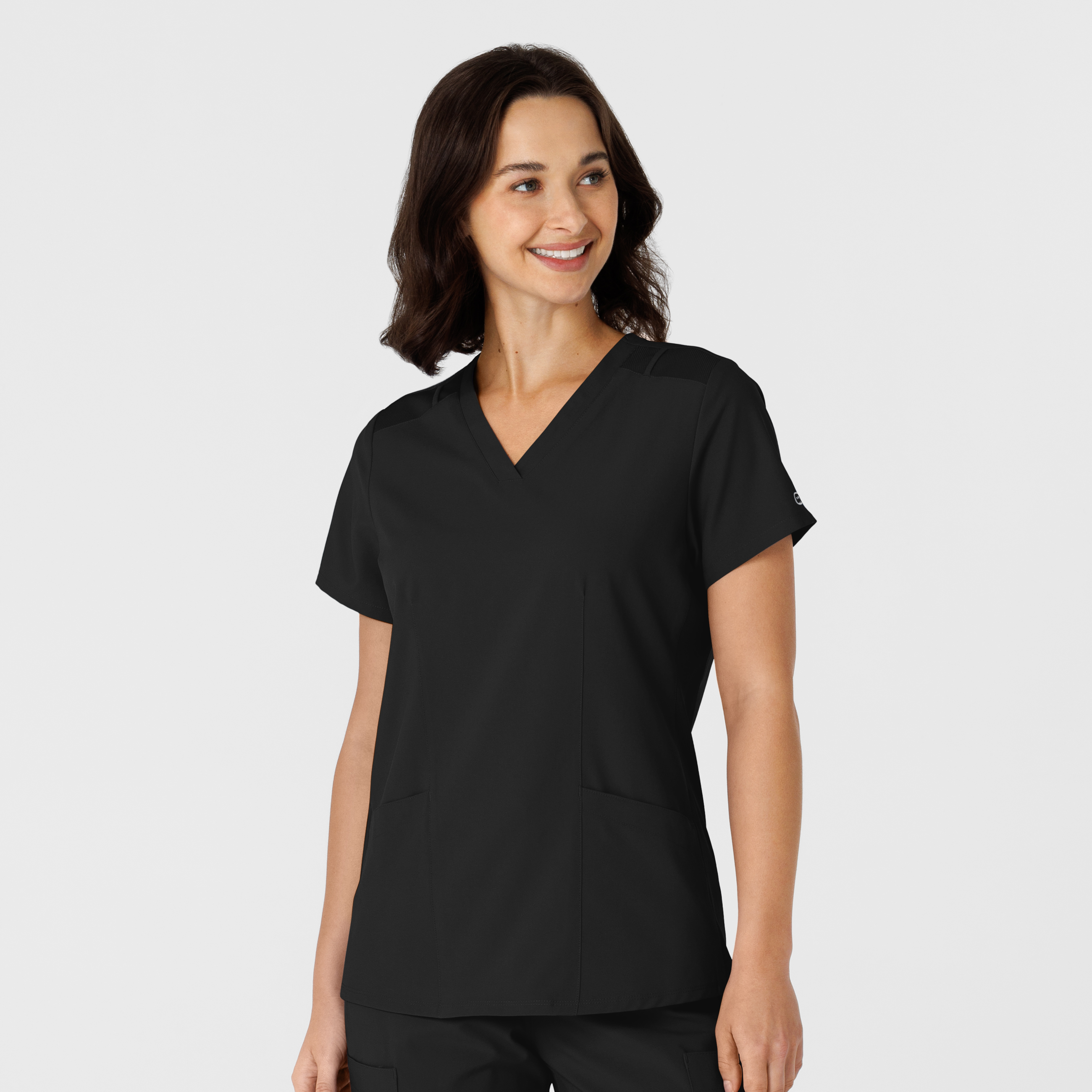 W123 Women‘s Flex-n-Reach Side Panel V-Neck Scrub Top-Wonder Wink