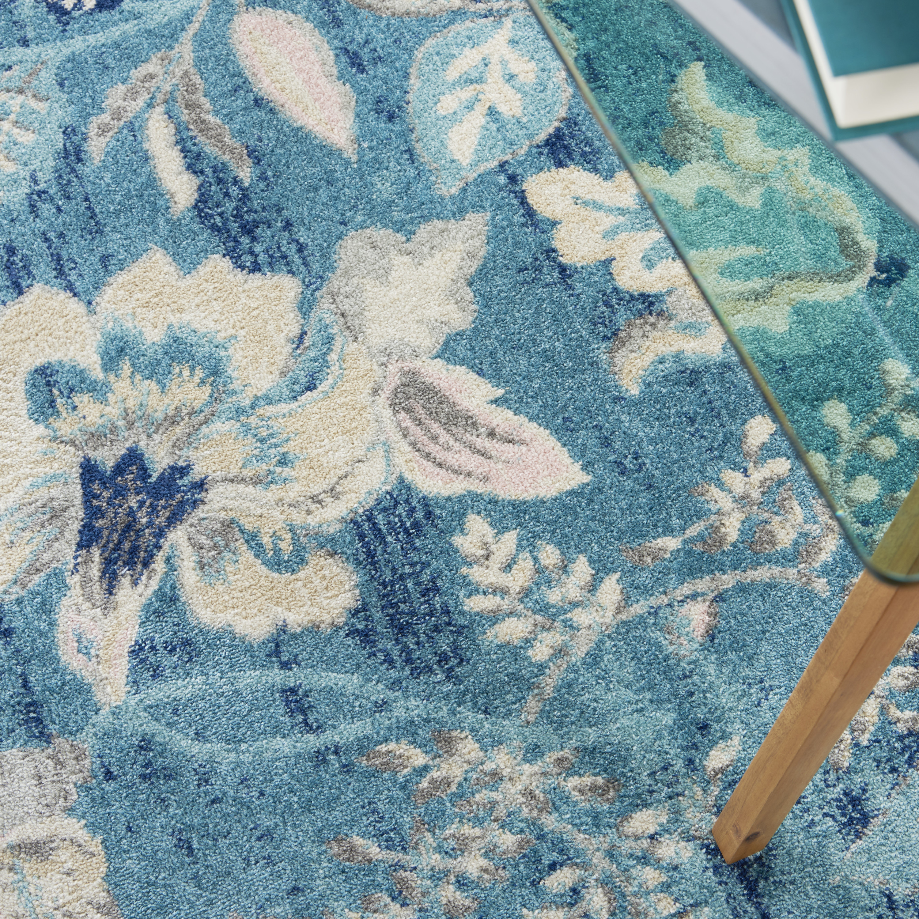 Nourison Tranquil 6' x 9' Turquoise Vintage Indoor Rug