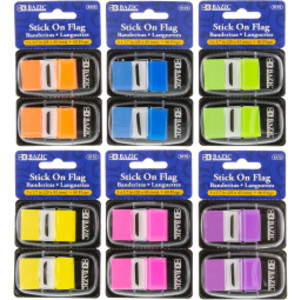 Assorted Neon Color Standard Flags with Dispenser, 30 ct., 2/Pack