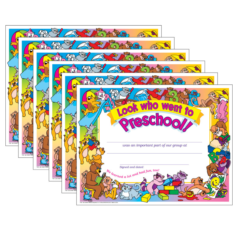 Look who went to Preschool! Certificate, 30 Per Pack, 6 Packs