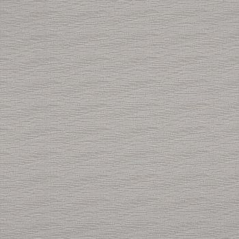 Gray woven-texture wallpaper with fine horizontal wavy lines, covering a wall and adding subtle ripple-like texture, in a softly lit interior with neutral, even lighting.