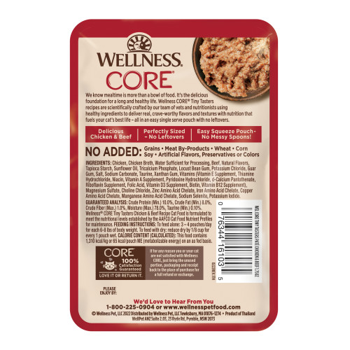Wellness CORE Tiny Tasters Chicken & Beef Pate back packaging