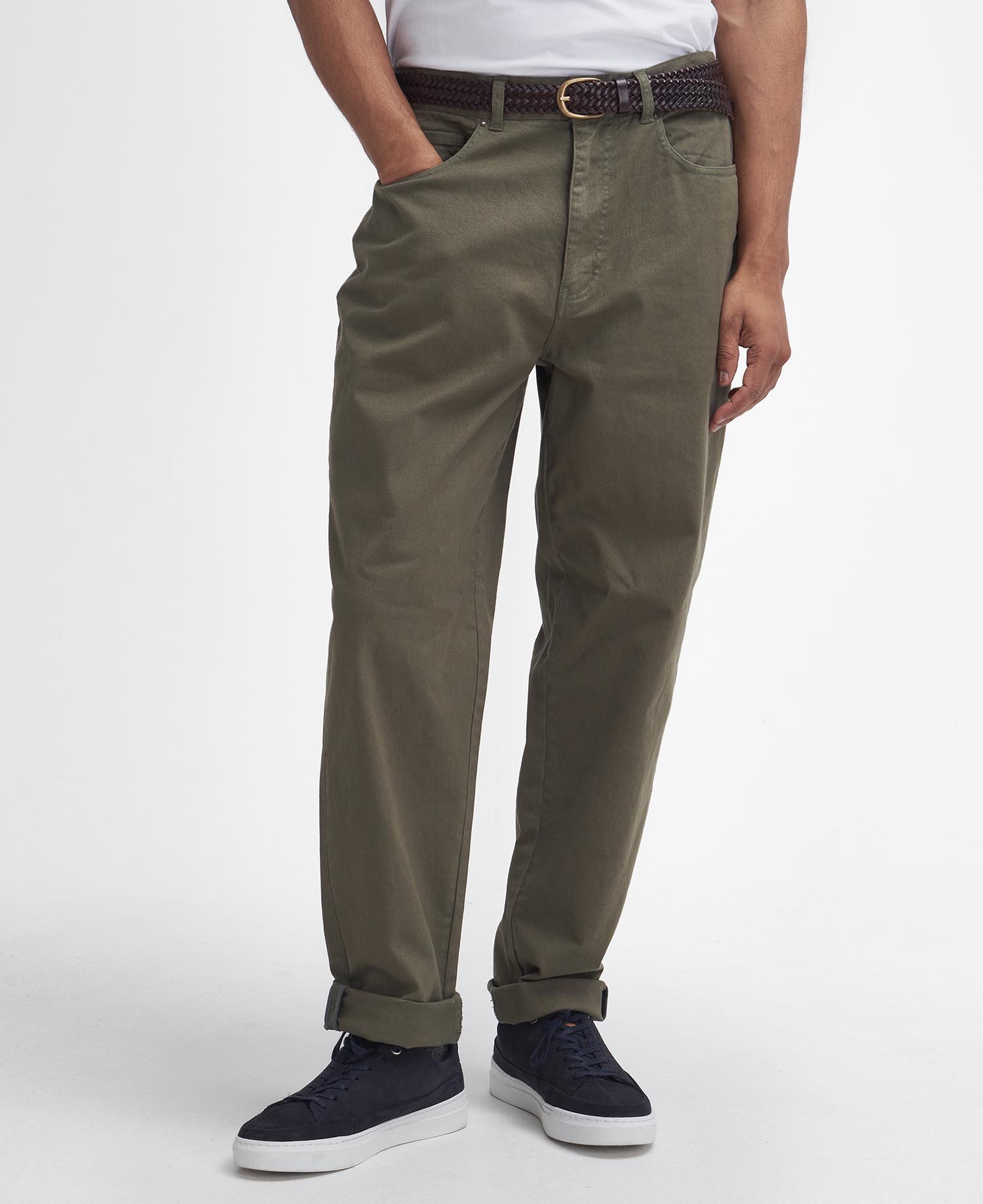 Washed Stretch Regular Trousers image number 1