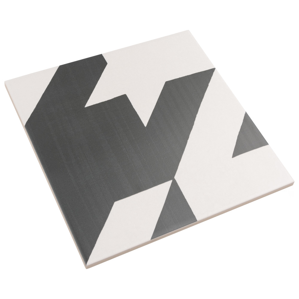 Caprice Tweed Black and White 7-7/8 in. x 7-7/8 in. Porcelain Floor and Wall Tile