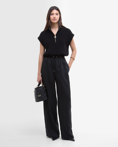 Clara Relaxed Wide-Leg Trousers Black