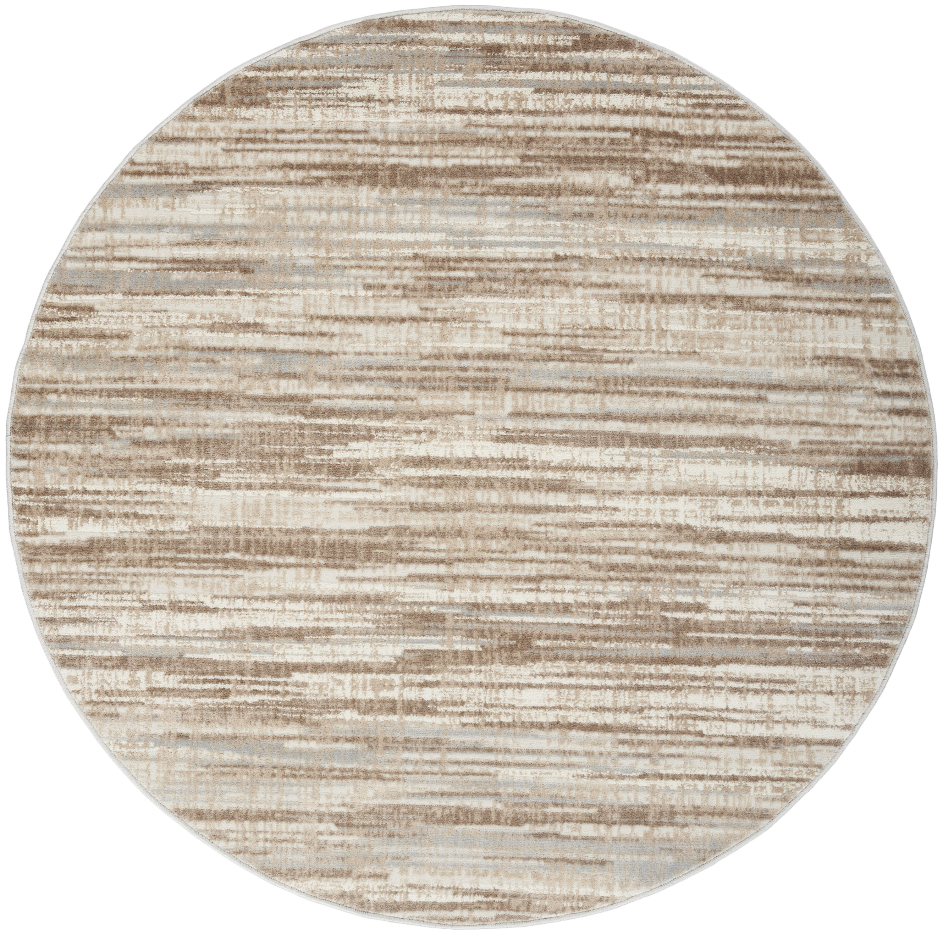 Nourison Elation 5'3" x Round Ivory Grey Modern Indoor Rug