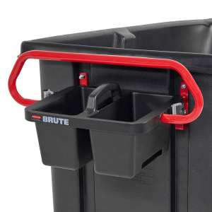 Rubbermaid Commercial, BRUTE, Ergonomic Rotomolded Tilt Truck Handle and Caddy, Red