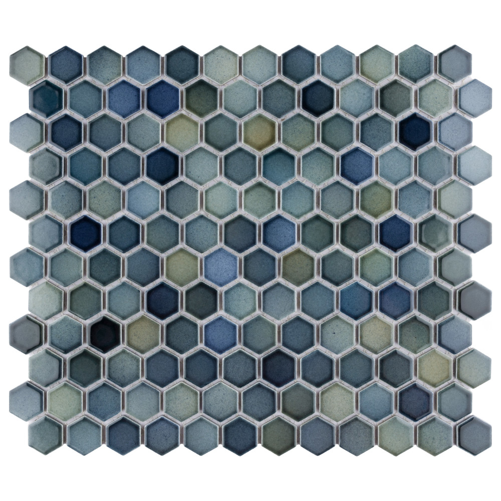 Sample – Hudson 1″ Hex Atlantis Porcelain Mosaic Tile