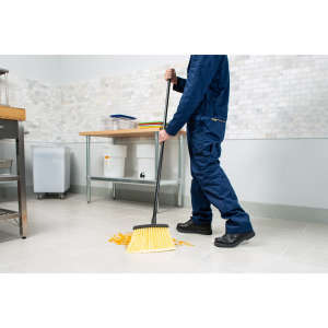 Carlisle, Duo-Sweep, 12in, Flagged Heavy Duty Angle Broom, Polypropylene Bristles, Black