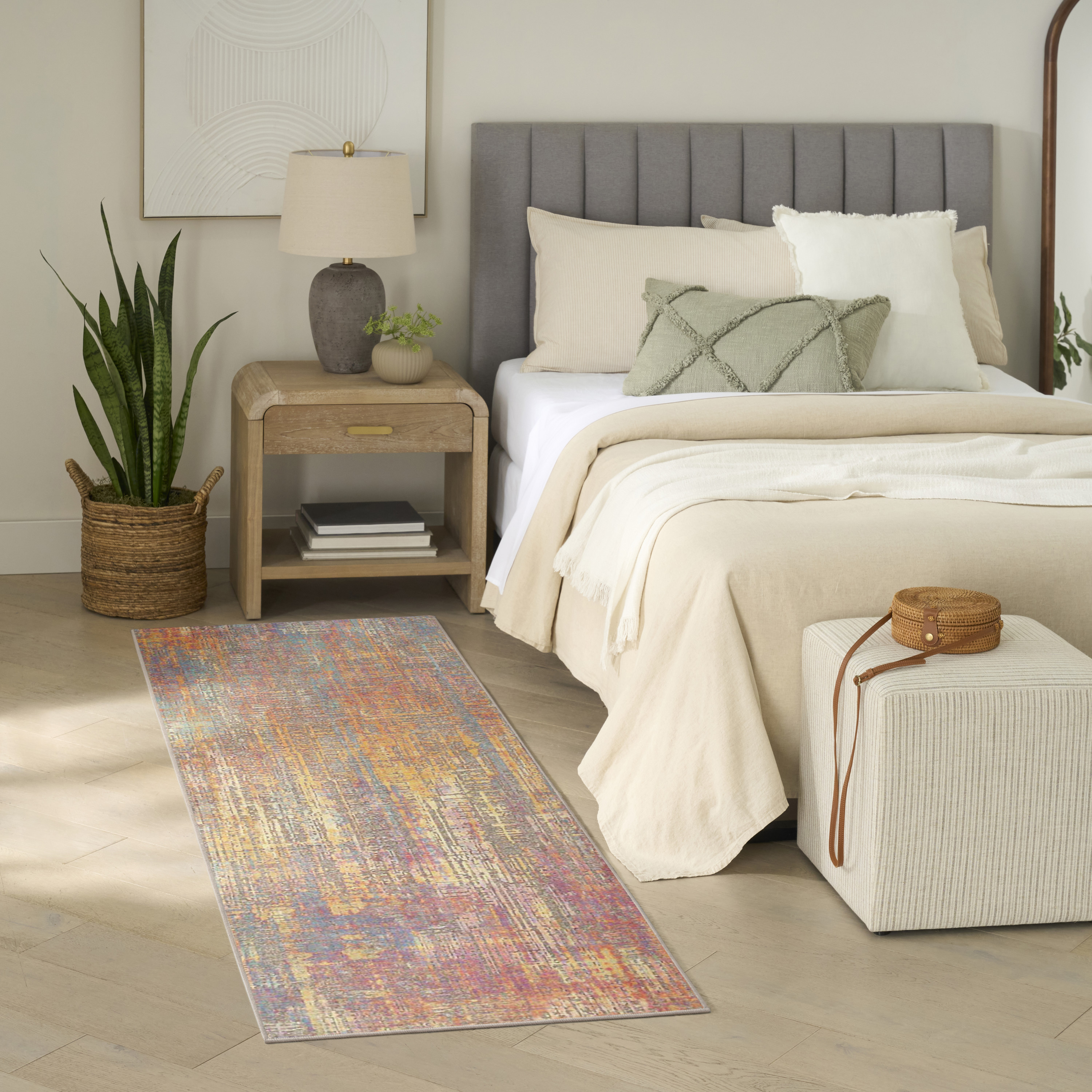 Nourison Botanical Washables 2' x 6' Multicolor Modern Indoor Rug