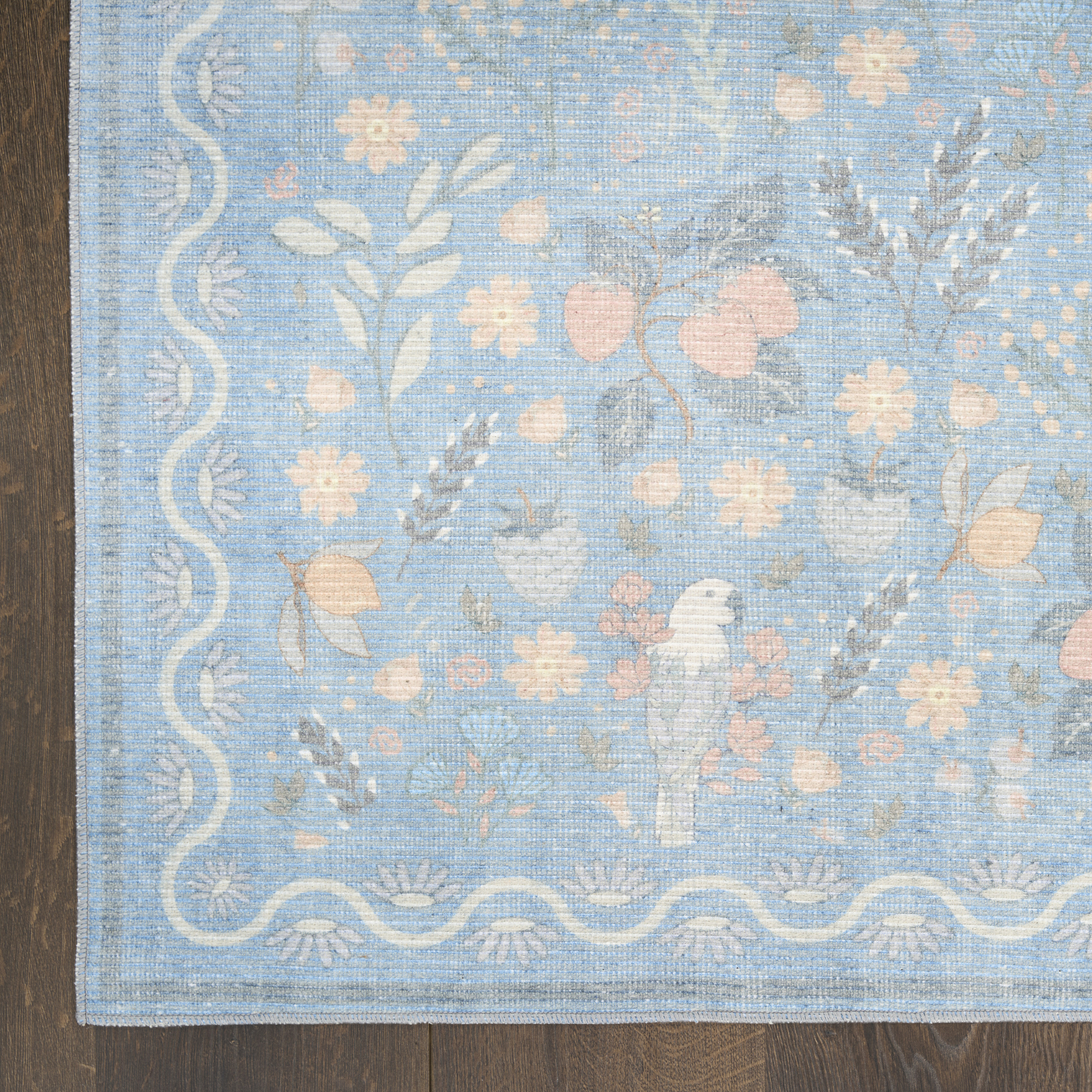 Nourison Botanical Washables 4' x 6' Light Blue Multicolor Modern Indoor Rug
