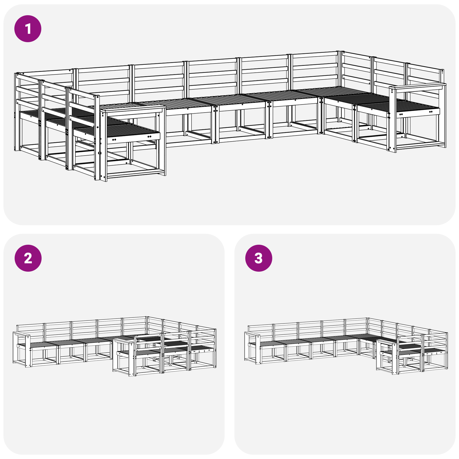 Buiten bankenset 10 pcs Wit Massief Acaciahout image 5