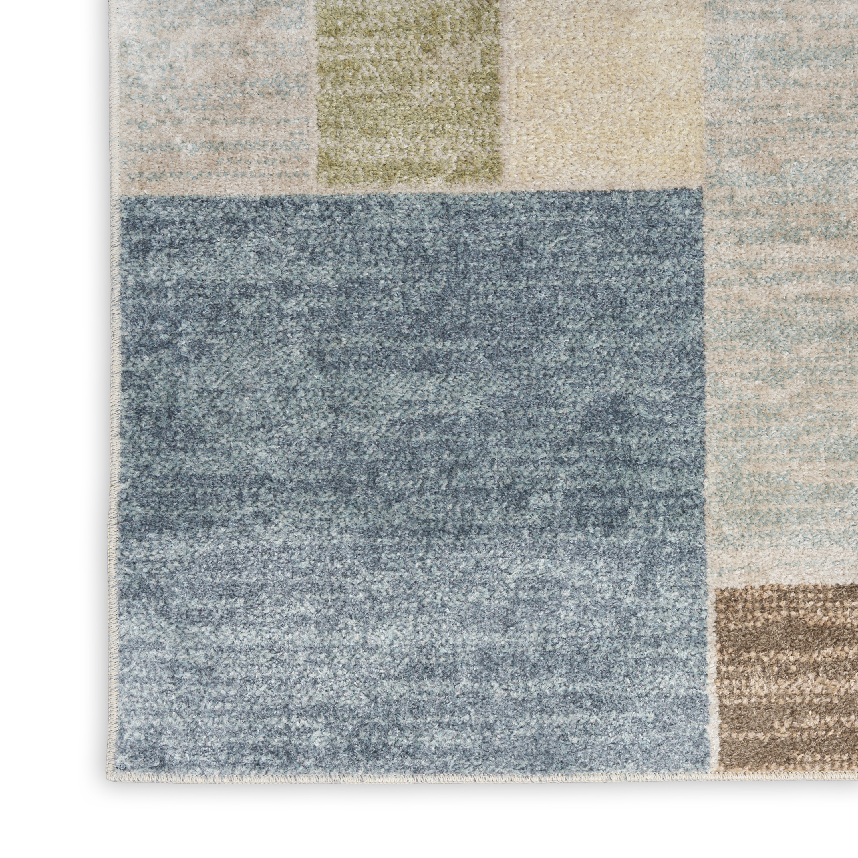 Nourison Astra Machine Washable 2'2" x 10' Blue Green Multi Modern Indoor Rug