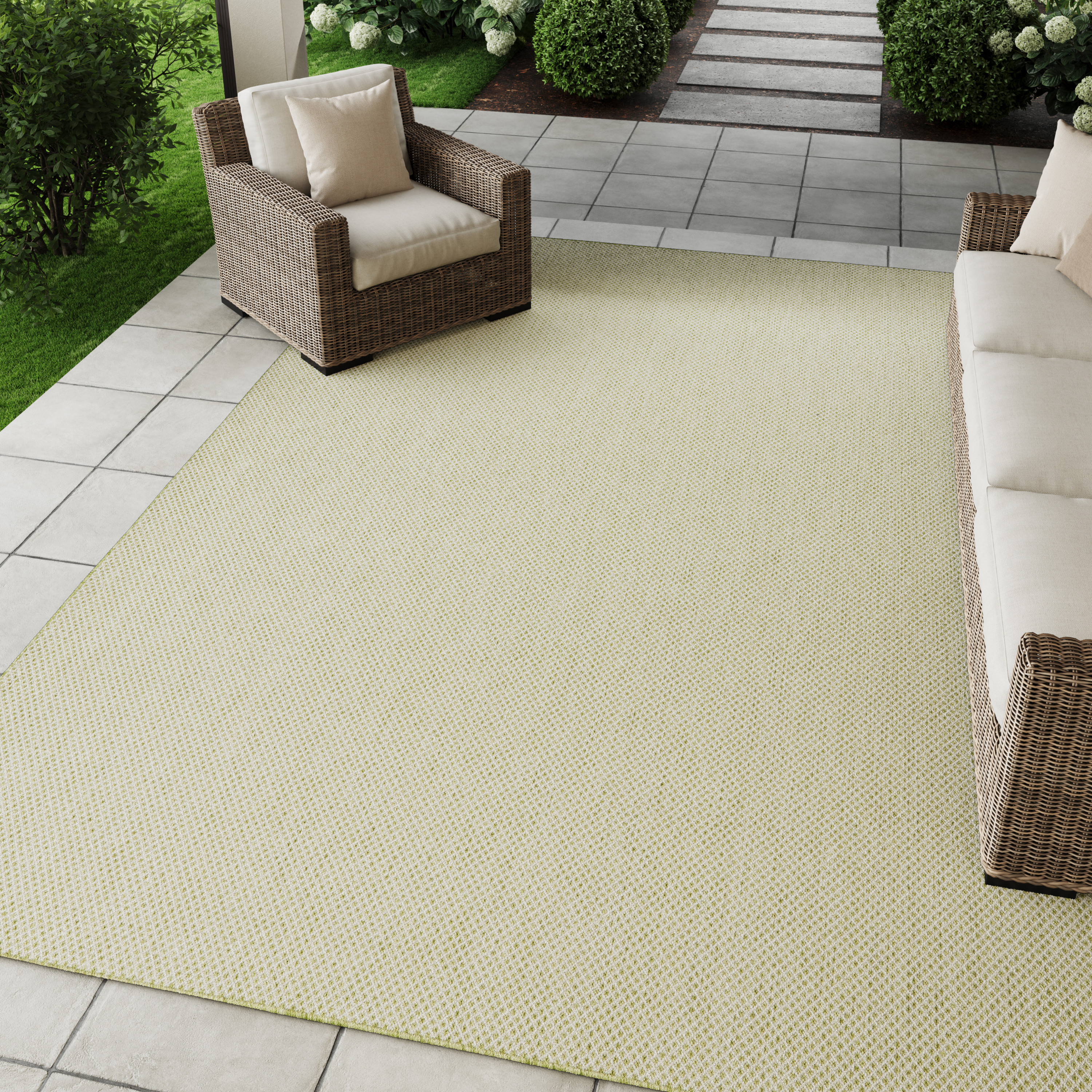 Nourison Courtyard 9' x 12' Ivory Green Modern Rug