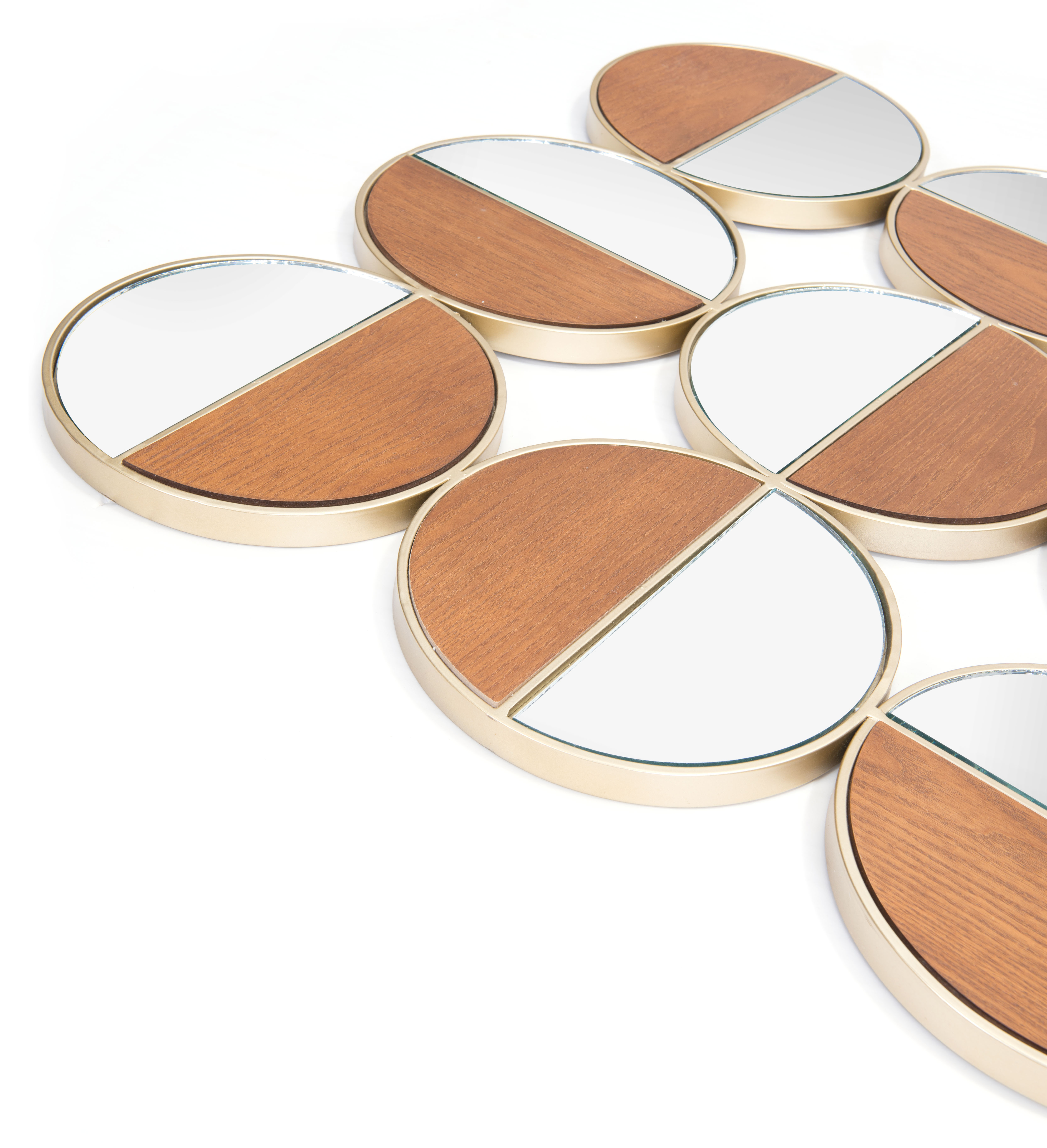 Cycle Round Mirror Gold & Walnut product image