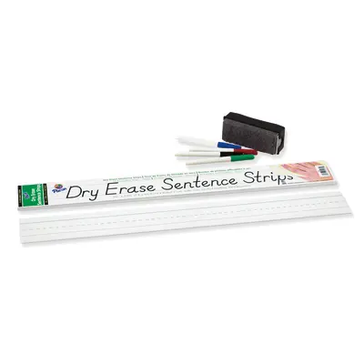 Pacon  Dry Erase Sentence Strips, White, 1-1/2 in x 3/4 in ruled 3