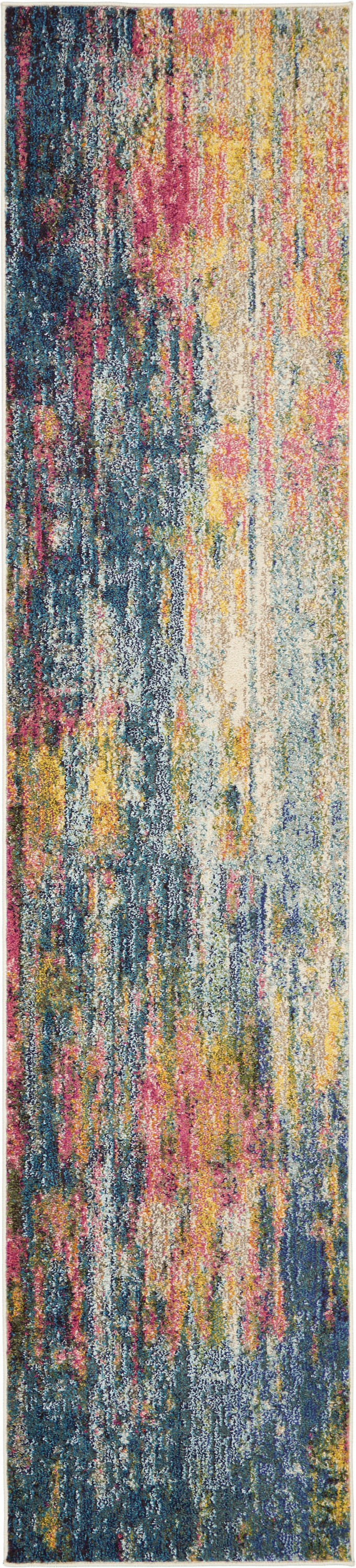 Nourison Celestial 2'2" x 10' Blue Yellow Modern & Contemporary Indoor Rug