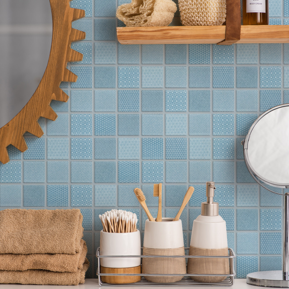 Sample – Celadon Aqua Porcelain Mosaic Tile