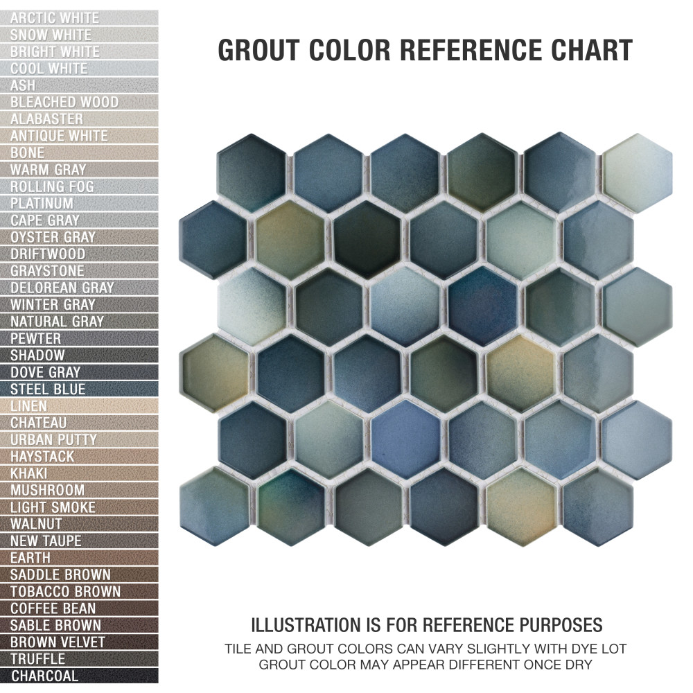 Hudson Due 2″ Hex Atlantis 10-7/8 in. x 12-5/8 in. Porcelain Mosaic Tile