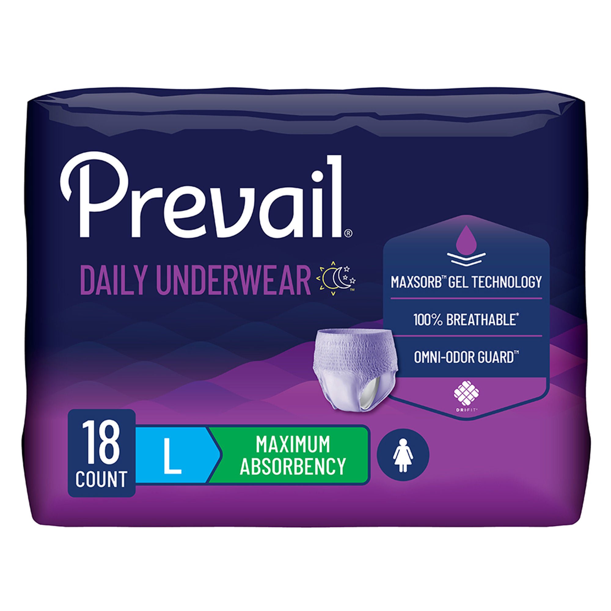 Prevail® for Women Daily Absorbent Underwear, Large, Heavy Absorbency
