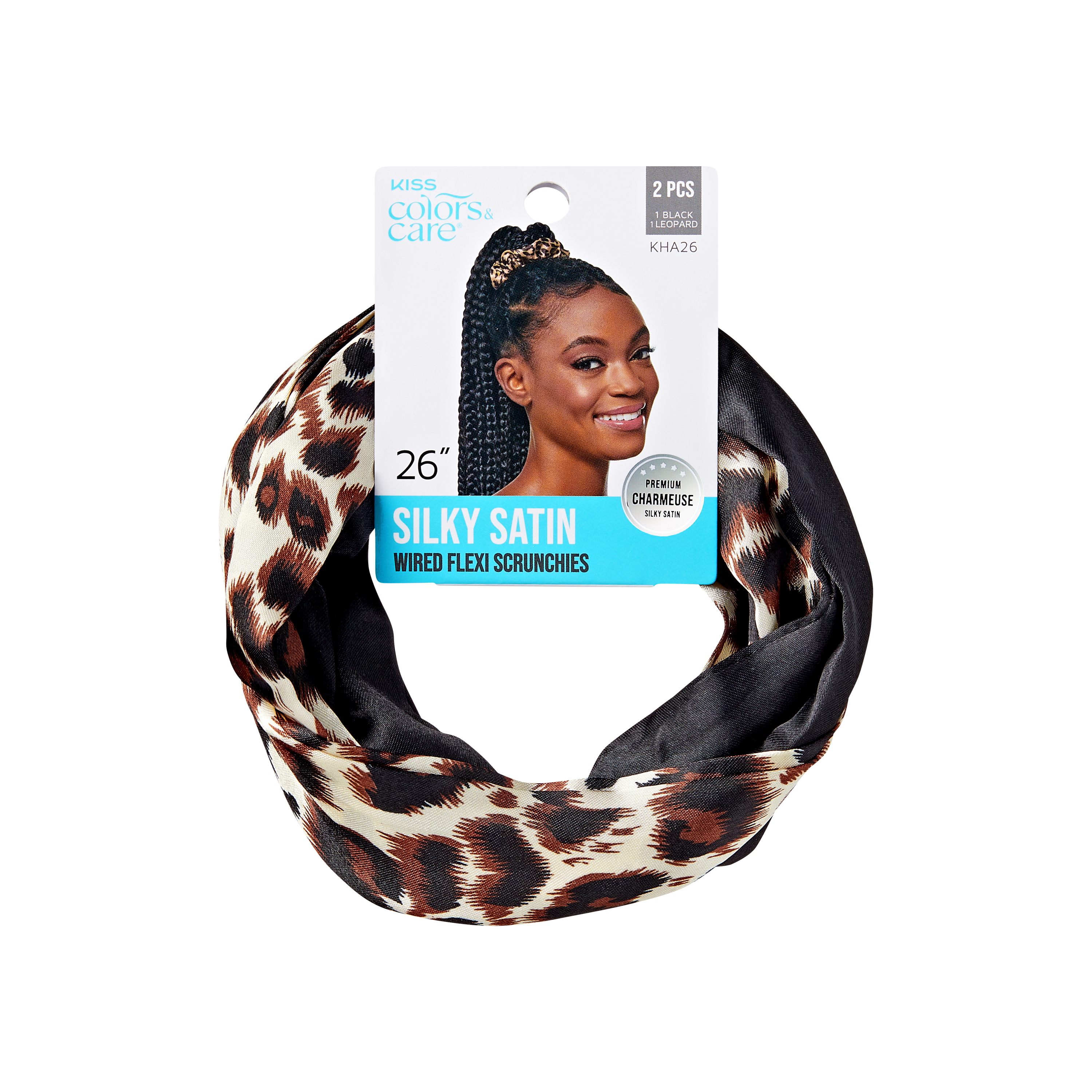 Black Leopard | One Size | Wired Satin Scrunchie Set