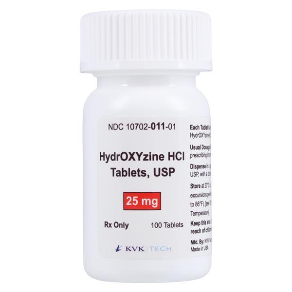 Hydroxyzine HCl Tablets 25mg Bottle -100/Bottle