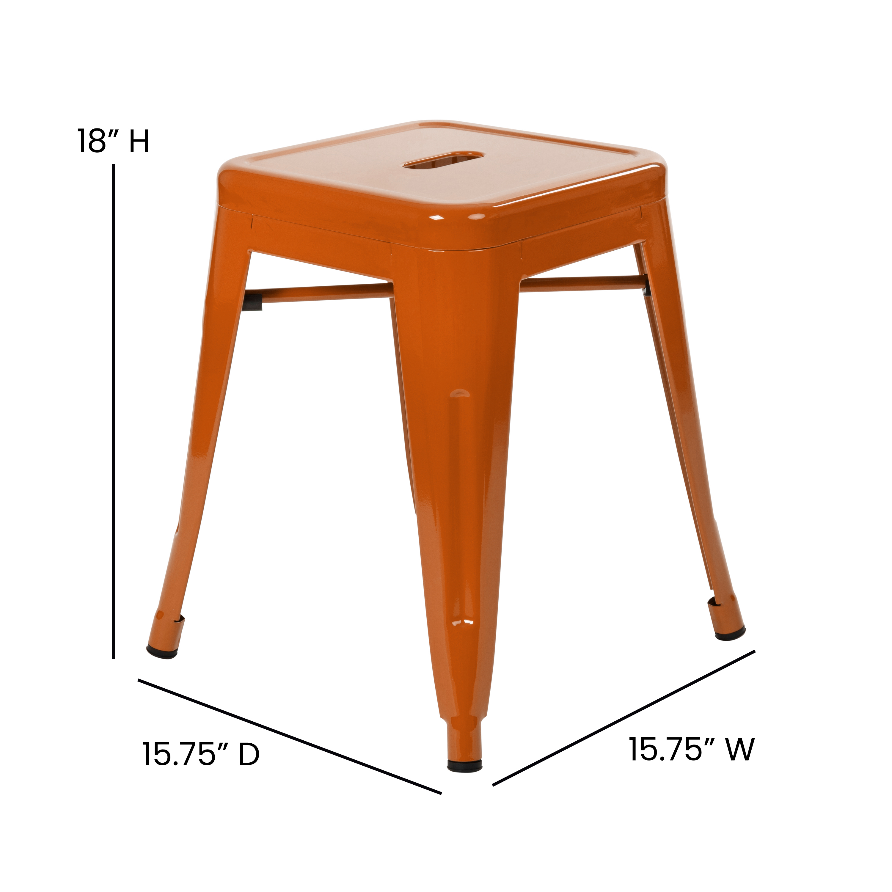 18" Table Height Stool, Stackable Backless Metal Indoor Dining Stool, Commerc... - Picture 18 of 114