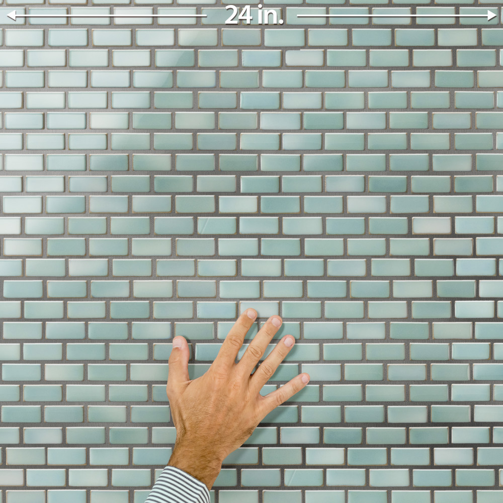 Hudson Subway Mint Green 11-3/4 in. x 12 in. Porcelain Mosaic Tile