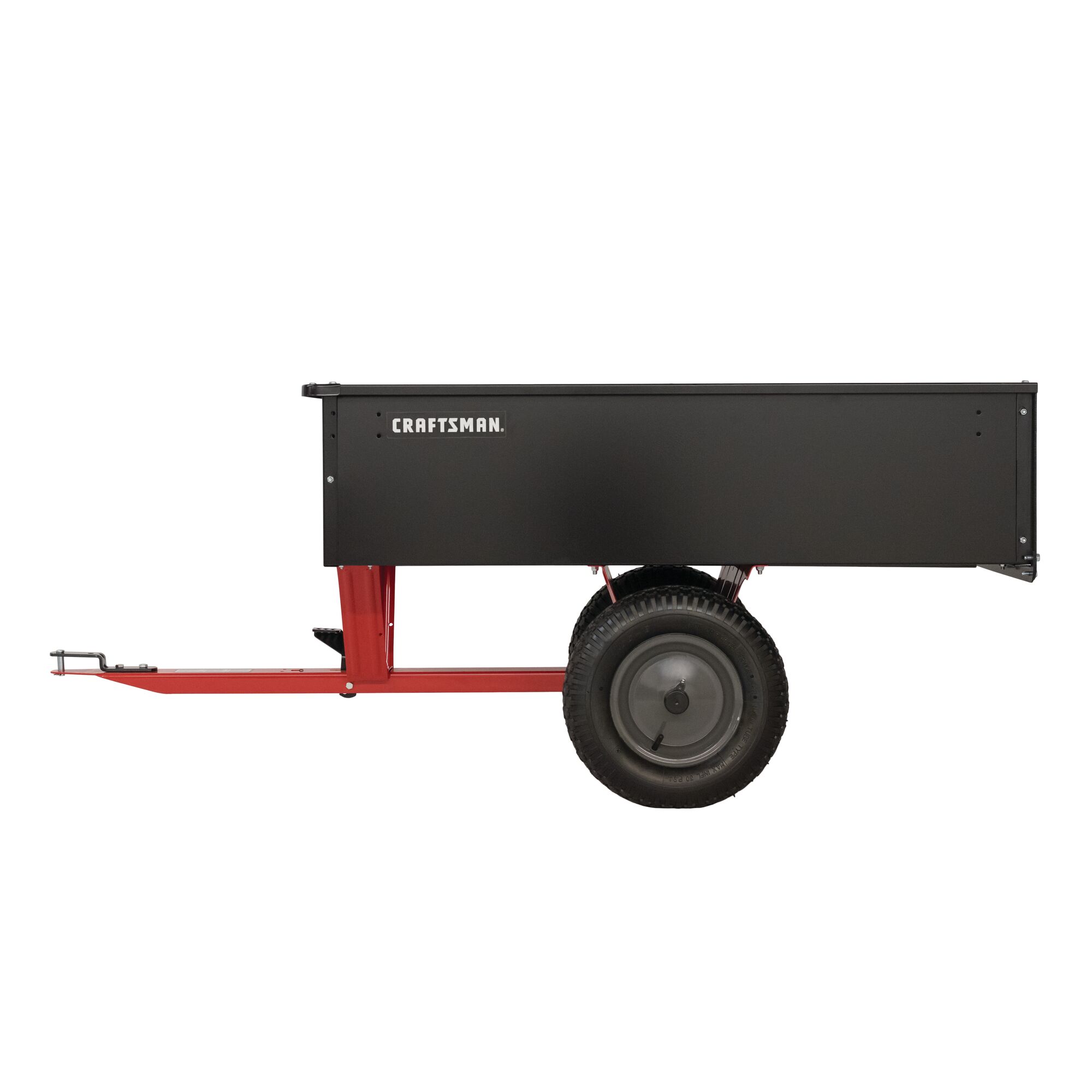 Right profile of 12 cubic foot steel dump cart.