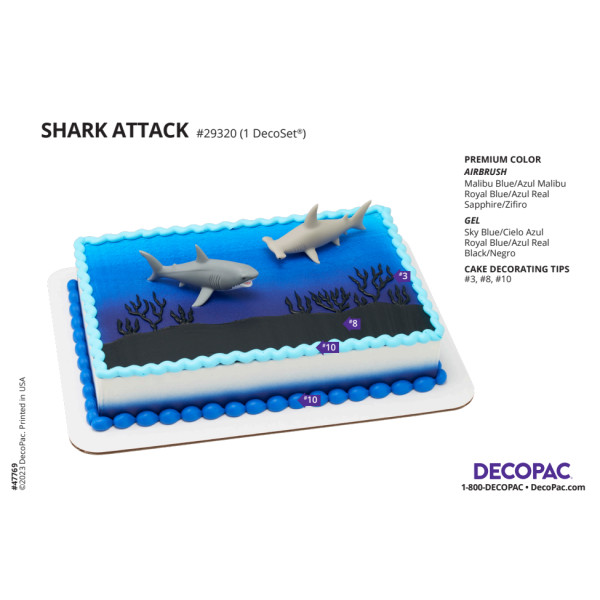 Shark Attack Cake Decorating Instruction Card