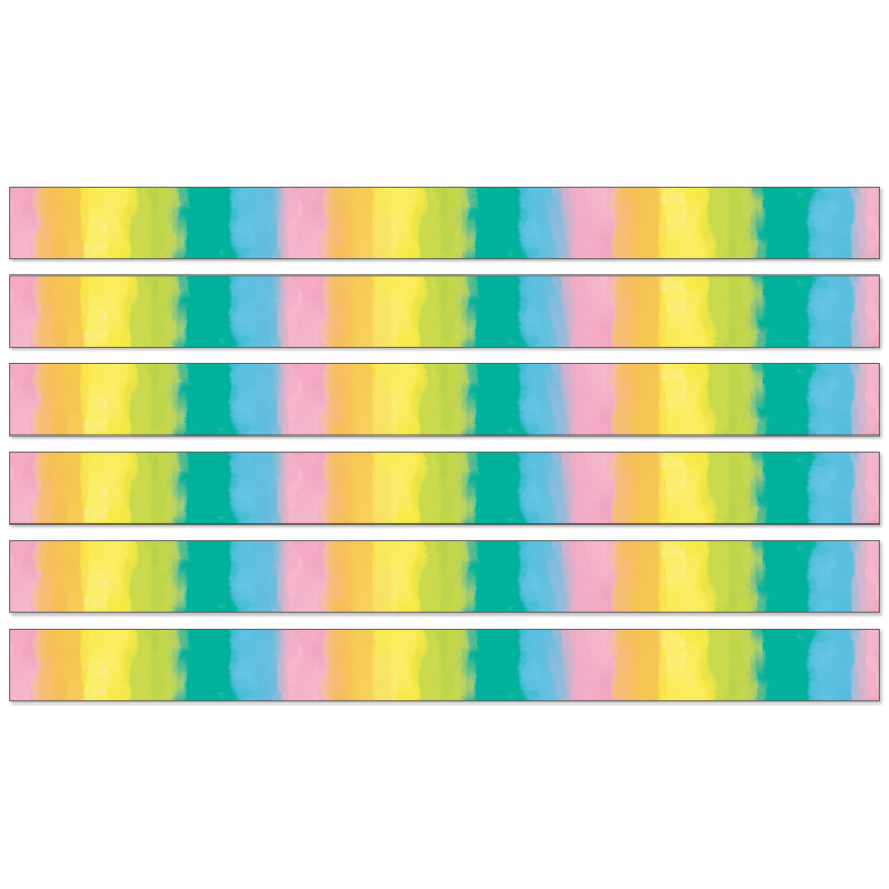 Creatively Inspired Watercolor Straight Borders, 36 Feet Per Pack, 6 Packs