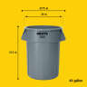 Rubbermaid Commercial, VENTED BRUTE, 44 gal, Resin, Red, Round, Receptacle