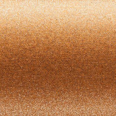 Fine copper-gold glitter surface occupying the frame; sparkling texture reflecting light; close-up view with a subtle horizontal gradient suggesting a metallic or fabric swatch under soft, even lighting.