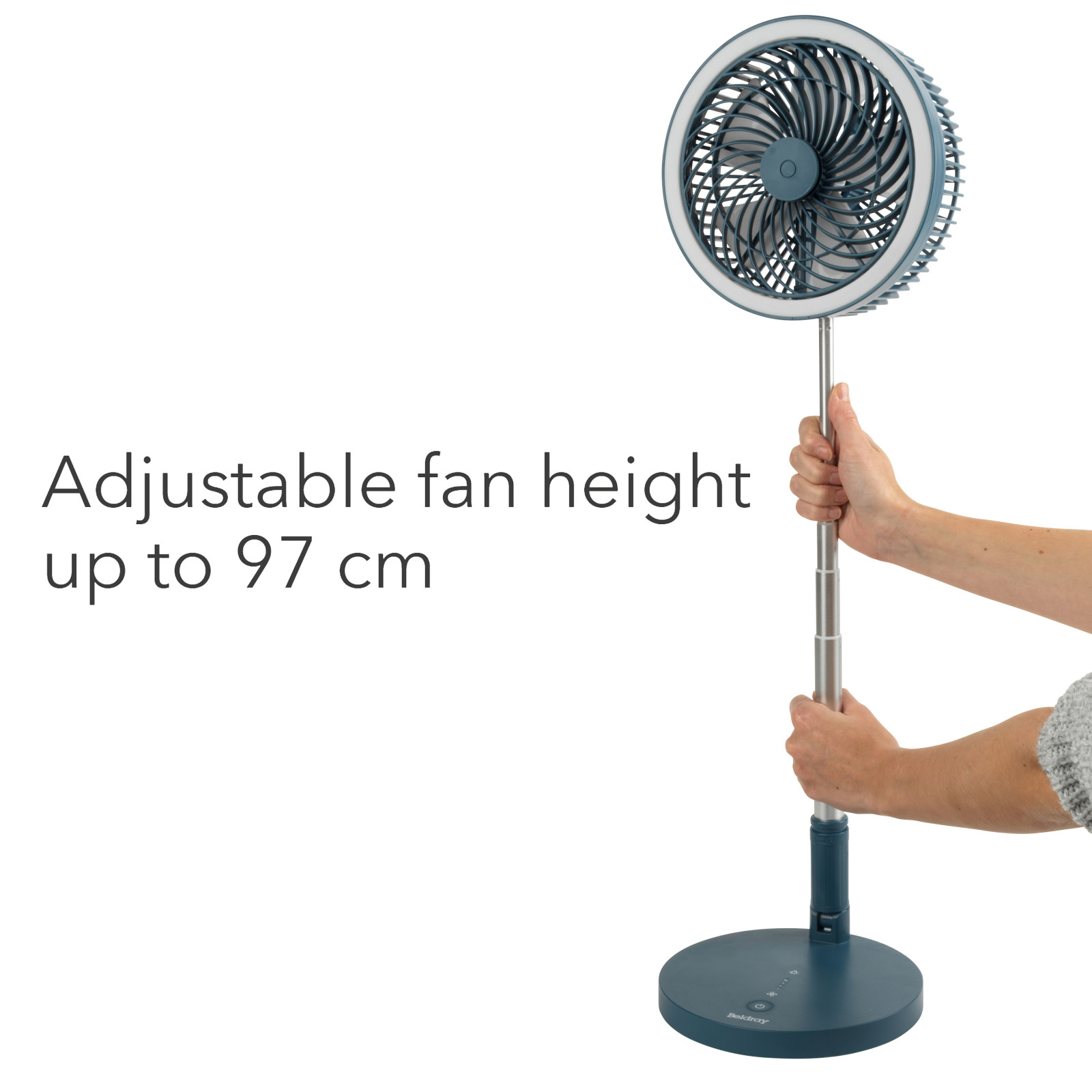Beldray Folding Fan Telescopic Cordless Ring Light Recharges EH3413 Blue/Grey 9W - Picture 11 of 23