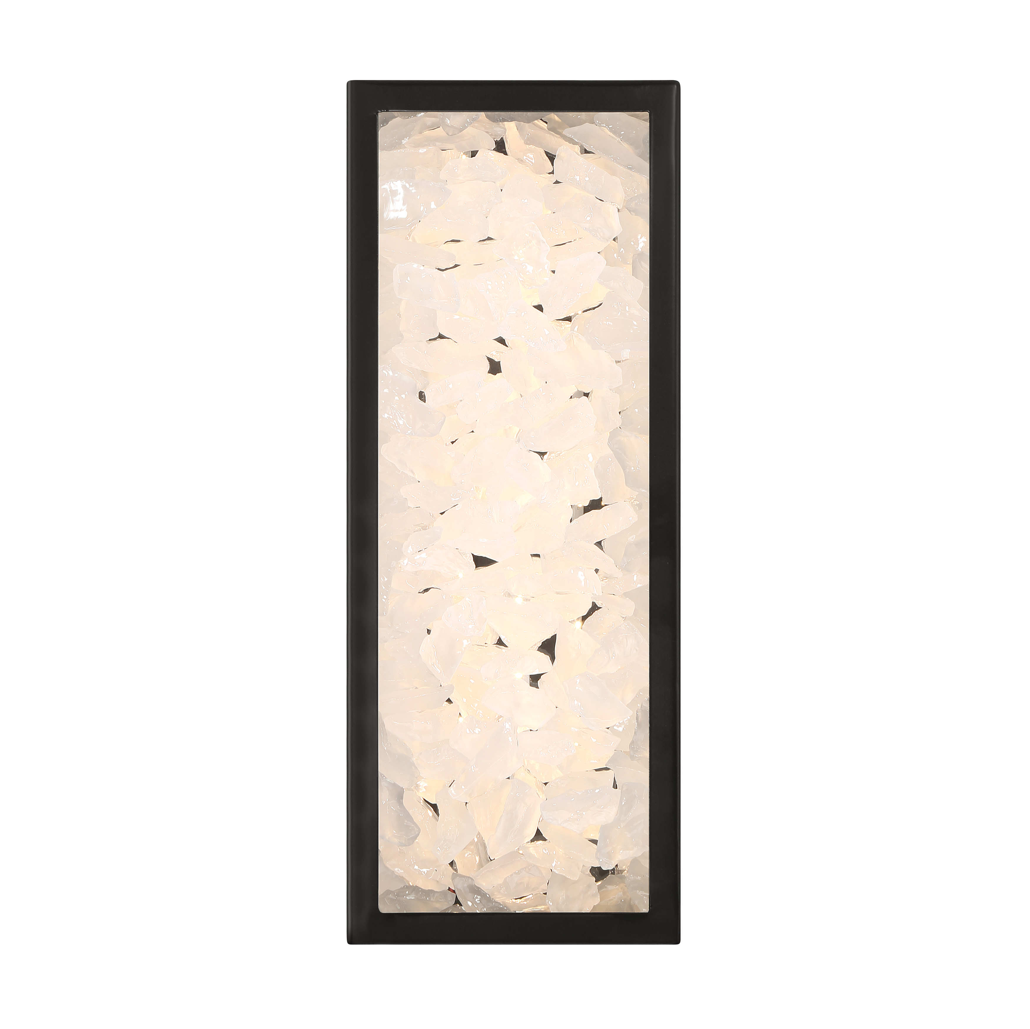 The Salt Creek LED wall sconce combines contemporary design with high-performance lighting. Its coal black finish and clear acrylic shade with polished quartz create striking visual appeal while delivering 1540 lumens with exceptional 96 CRI. - alternate view