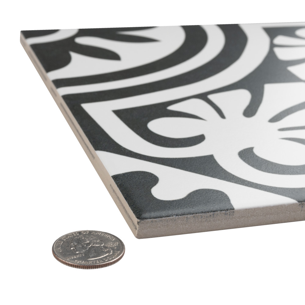 Majestic Tiena Black 9-3/4 in. x 9-3/4 in. Porcelain Floor and Wall Tile