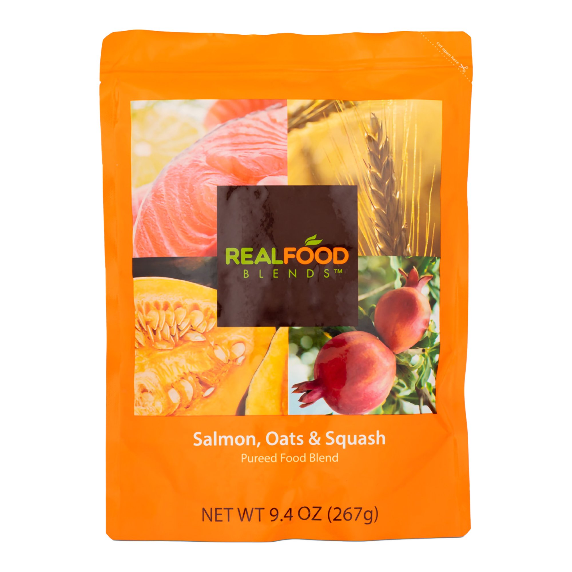 Real Food Blends Salmon, Oats & Squash Puree for Tube Feeding, 9.4-ounce pouch MK 979851